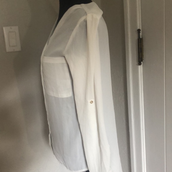 Ladies Eclipse White Long Sleeve Button Down Blouse - Size XS - Picture 4 of 6